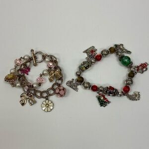 Silver and‎ gold holiday charm bracelet two pack